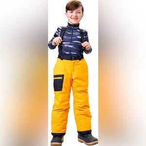 JOUA Compagnie Kids Orange-Yellow Ski Pants with Suspenders, Size Youth 8